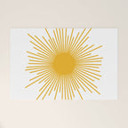 Mid Century Modern Sunburst Sun in Mustard and White Welcome Mat Gallery Image 1