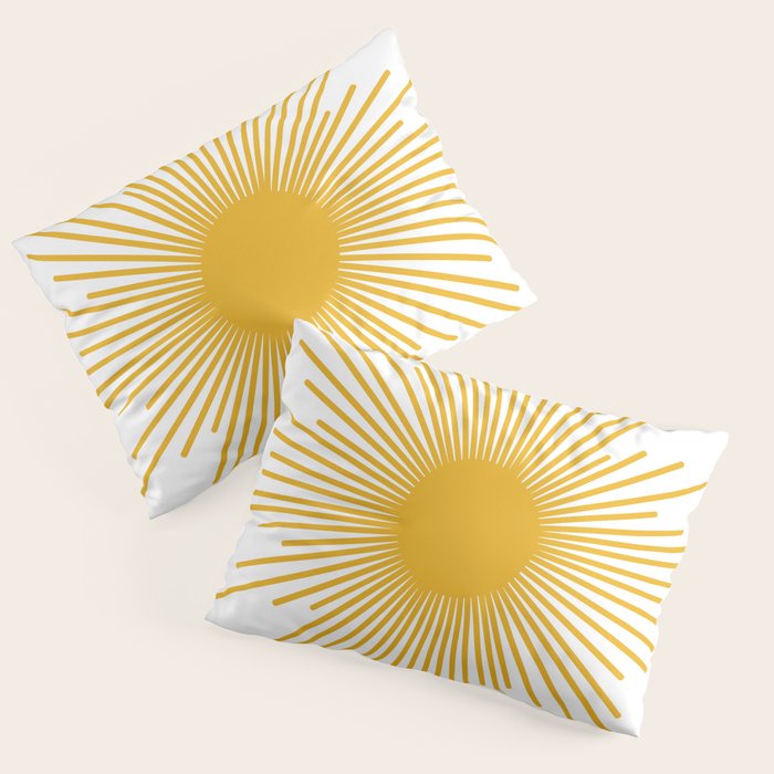 Mid Century Modern Sunburst Sun in Mustard and White Pillow Sham Gallery Image 3