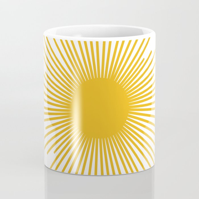 Mid Century Modern Sunburst Sun in Mustard and White Coffee Mug Gallery Image 4