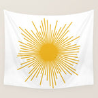 Mid Century Modern Sunburst Sun in Mustard and White Wall Tapestry Gallery Image 4