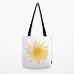 Mid Century Modern Sunburst Sun in Mustard and White Tote Bag Gallery Image 2