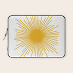 Mid Century Modern Sunburst Sun in Mustard and White Laptop Sleeve Gallery Image 1