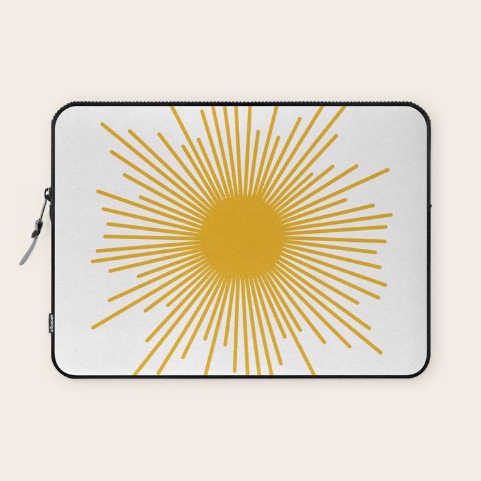 Mid Century Modern Sunburst Sun in Mustard and White Laptop Sleeve Gallery Image 1