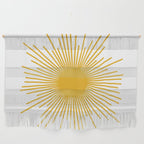 Mid Century Modern Sunburst Sun in Mustard and White Wall Hanging Gallery Image 1