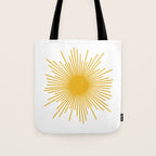 Mid Century Modern Sunburst Sun in Mustard and White Tote Bag Gallery Image 1