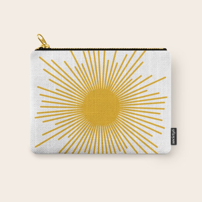 Mid Century Modern Sunburst Sun in Mustard and White Carry All Pouch Gallery Image 1