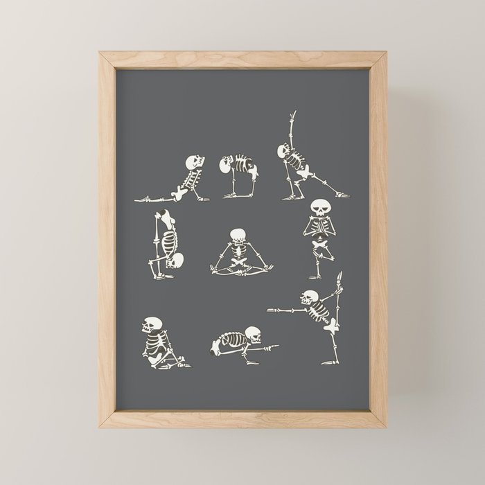 Skeleton Yoga_Gray Mini Art Print Gallery Image 1