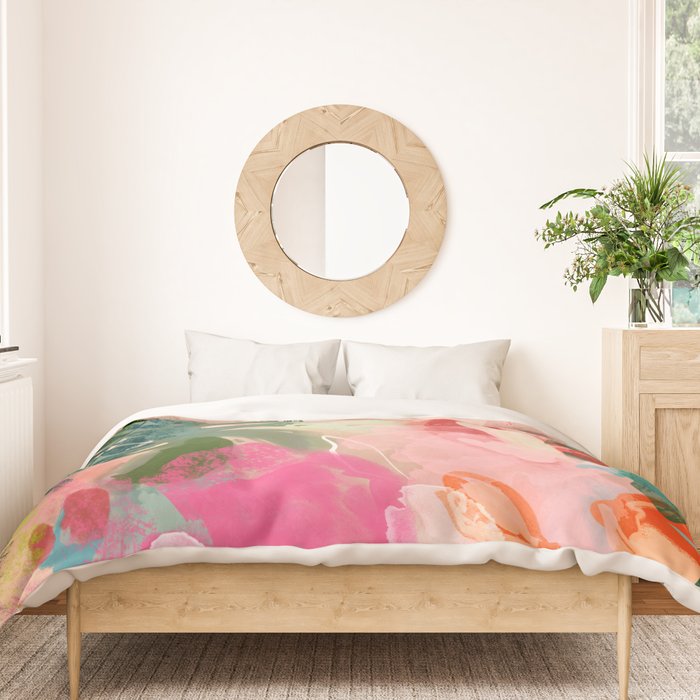 pink jungle leaves art abstract Duvet Cover Gallery Image 3