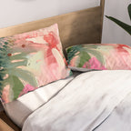 pink jungle leaves art abstract Pillow Sham Gallery Image 2