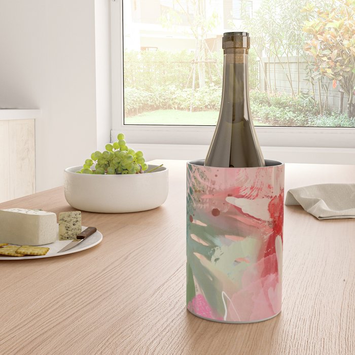 pink jungle leaves art abstract Wine Chiller Gallery Image 4