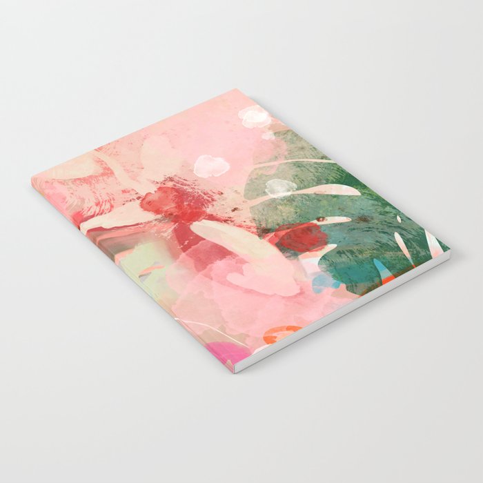 pink jungle leaves art abstract Notebook Gallery Image 2