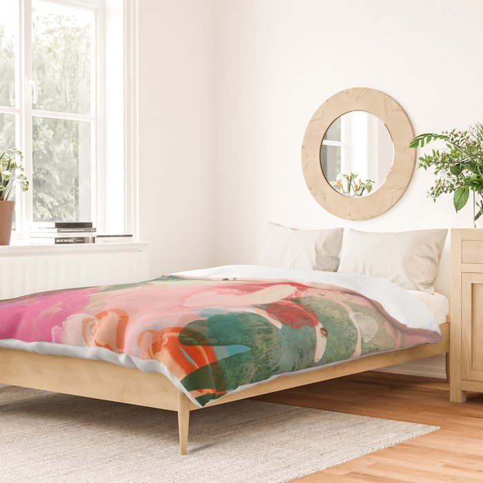 pink jungle leaves art abstract Duvet Cover Gallery Image 2