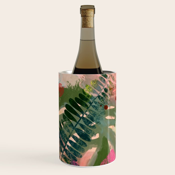pink jungle leaves art abstract Wine Chiller Gallery Image 2