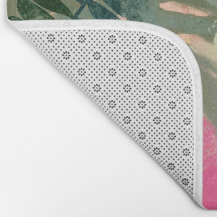 pink jungle leaves art abstract Bath Mat Gallery Image 2