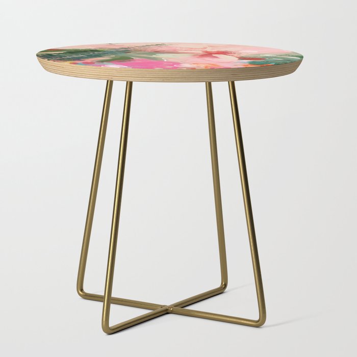 pink jungle leaves art abstract Side Table Gallery Image 1