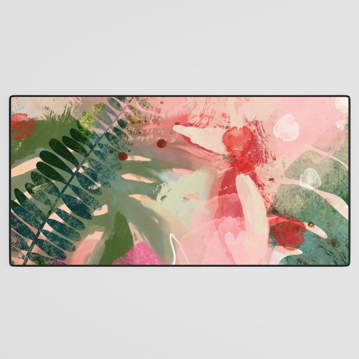 pink jungle leaves art abstract Desk Mat Gallery Image 3