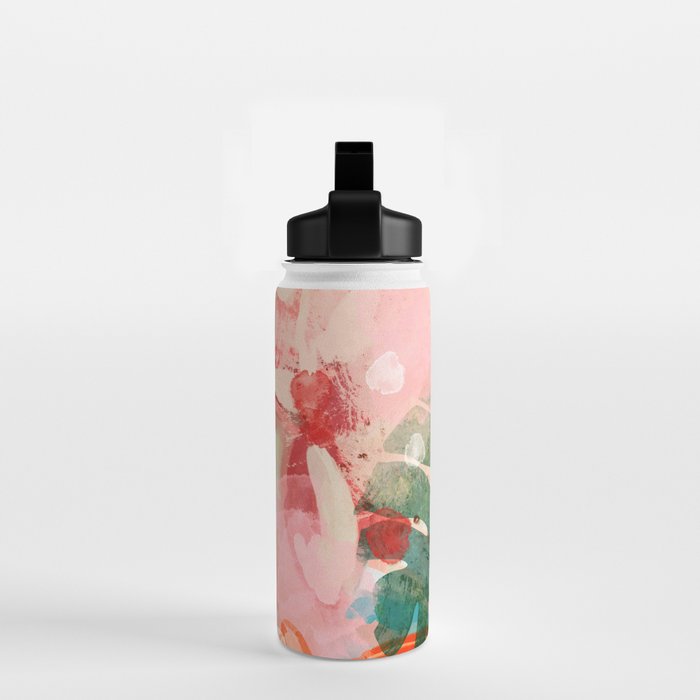 pink jungle leaves art abstract Water Bottle Gallery Image 2