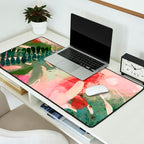 pink jungle leaves art abstract Desk Mat Gallery Image 2