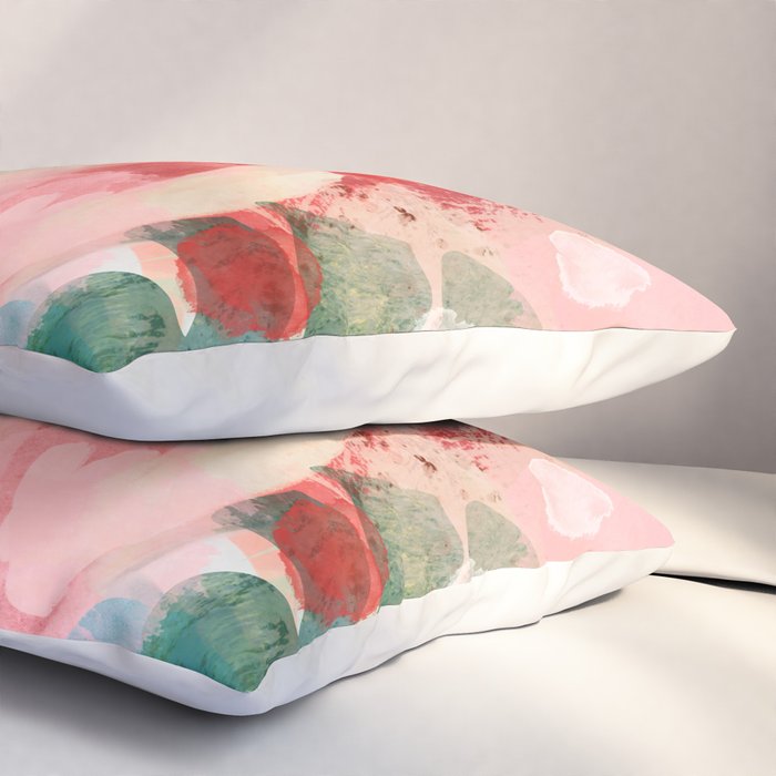 pink jungle leaves art abstract Pillow Sham Gallery Image 3