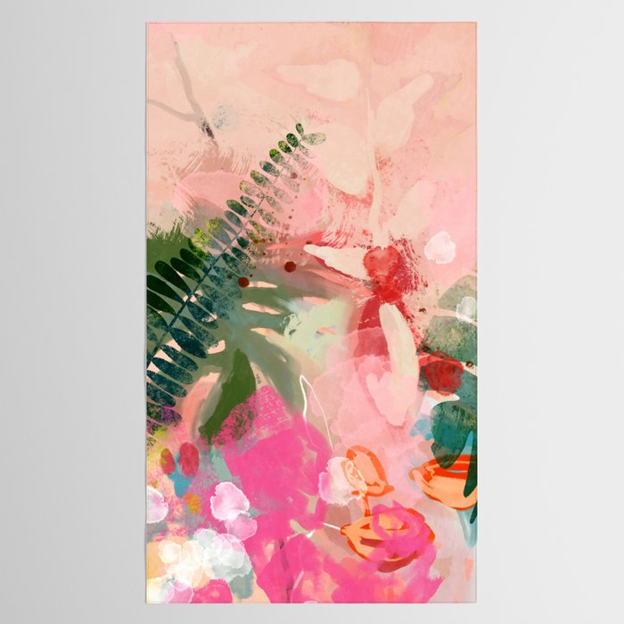 pink jungle leaves art abstract Tablecloth Gallery Image 2
