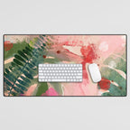 pink jungle leaves art abstract Desk Mat Gallery Image 1