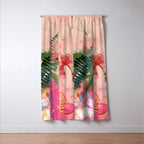 pink jungle leaves art abstract Window Curtain Gallery Image 3