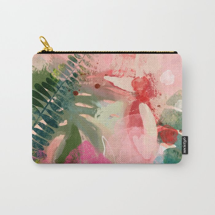 pink jungle leaves art abstract Carry All Pouch Gallery Image 1