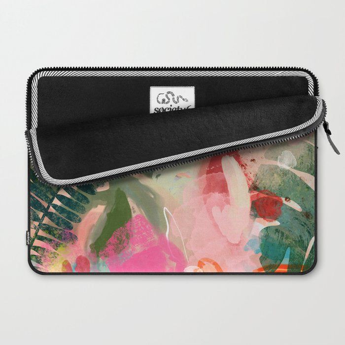 pink jungle leaves art abstract Laptop Sleeve Gallery Image 2