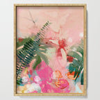 pink jungle leaves art abstract Serving Tray Gallery Image 1