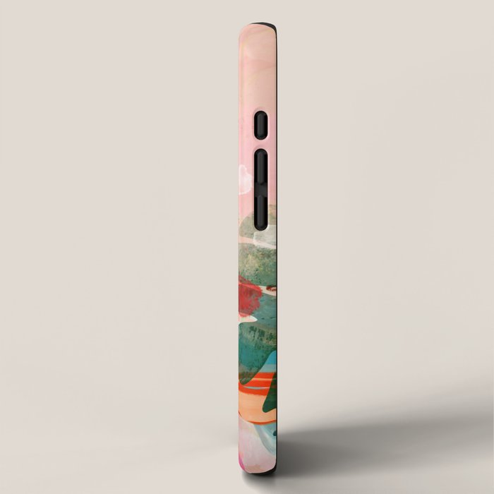 pink jungle leaves art abstract iPhone Case Gallery Image 2