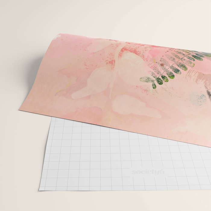 pink jungle leaves art abstract Wrapping Paper Gallery Image 2