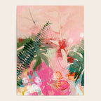 pink jungle leaves art abstract Poster Gallery Image 4