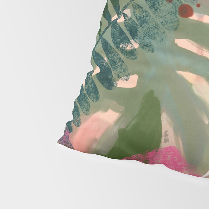 pink jungle leaves art abstract Pillow Sham Gallery Image 4