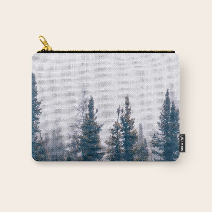 Minimalist Landscape Photo Pine Tree Silhouette Misty Forest Carry All Pouch Gallery Image 1