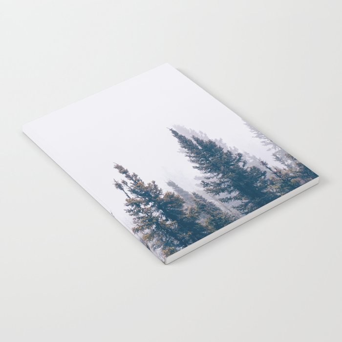 Minimalist Landscape Photo Pine Tree Silhouette Misty Forest Notebook Gallery Image 1