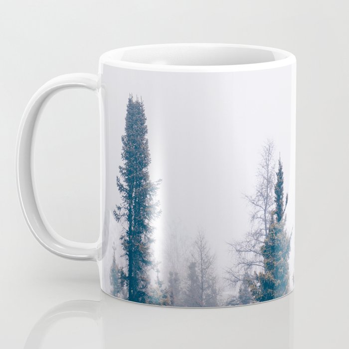 Minimalist Landscape Photo Pine Tree Silhouette Misty Forest Coffee Mug Gallery Image 3
