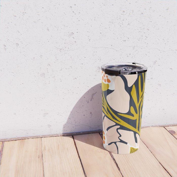 Backyard flower - modern floral illustration Travel Mug Gallery Image 4