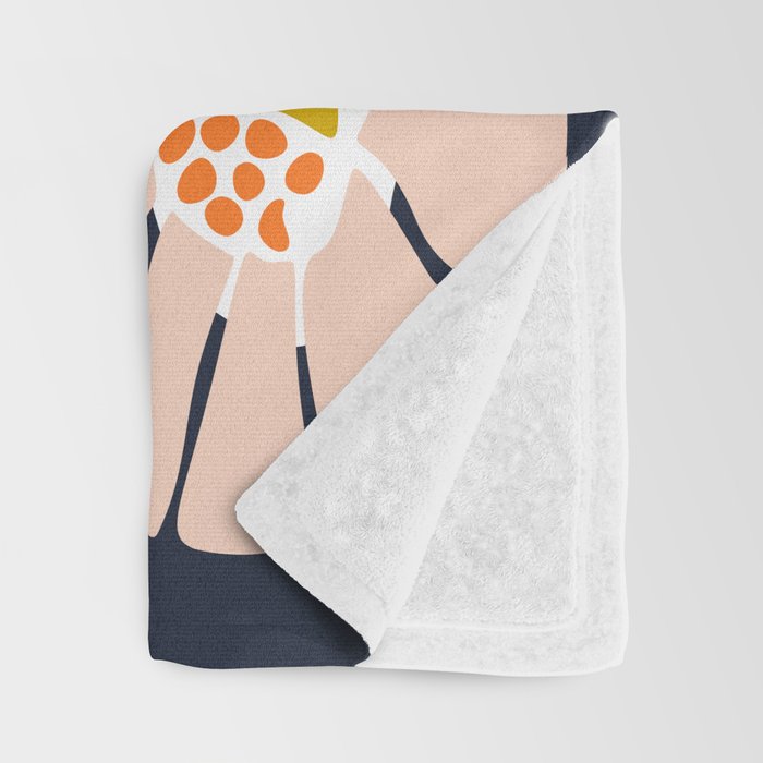 Backyard flower - modern floral illustration Throw Blanket Gallery Image 3