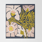 Backyard flower - modern floral illustration Throw Blanket Gallery Image 2