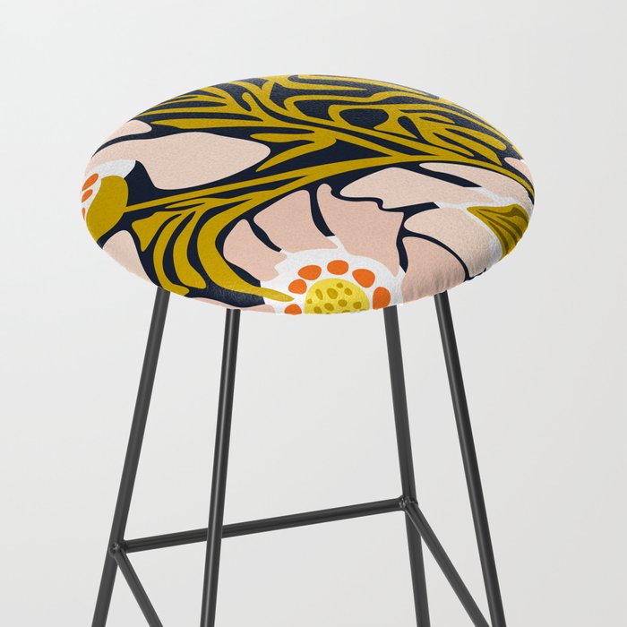 Backyard flower - modern floral illustration Stool Gallery Image 2
