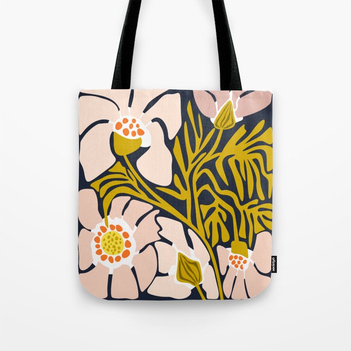 Backyard flower - modern floral illustration Tote Bag Gallery Image 1