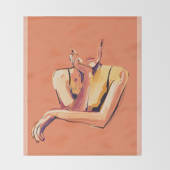 Minimal Abstract Woman 6 Throw Blanket Gallery Image 2