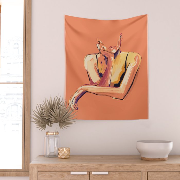 Minimal Abstract Woman 6 Wall Tapestry Gallery Image 2