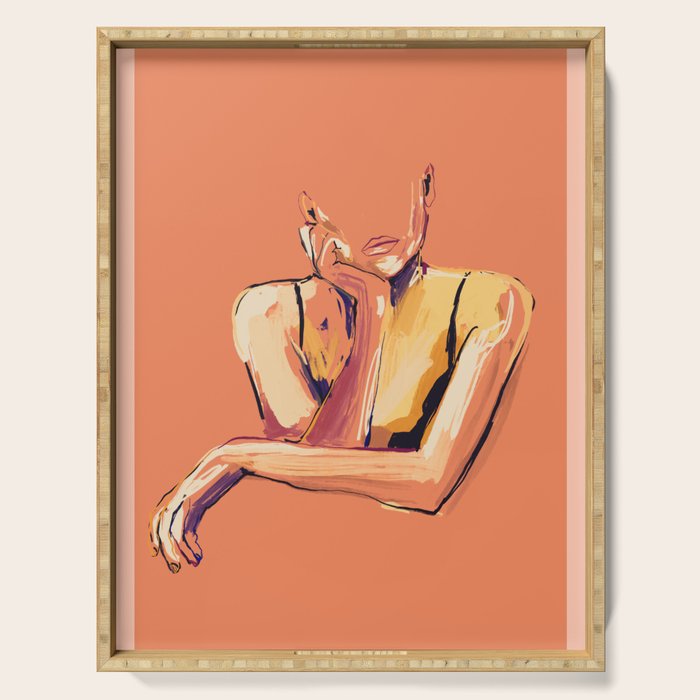 Minimal Abstract Woman 6 Serving Tray Gallery Image 1