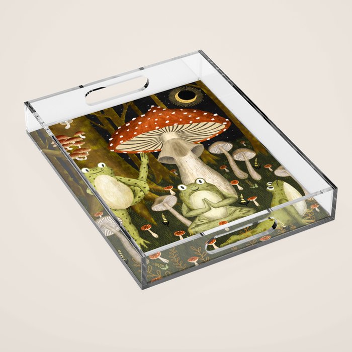 mushroom forest yoga Acrylic Tray Gallery Image 1