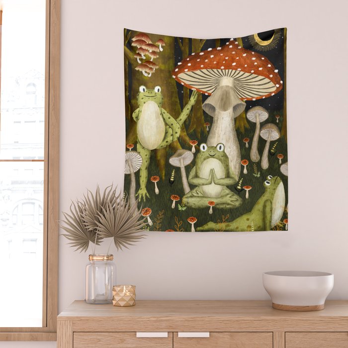 mushroom forest yoga Wall Tapestry Gallery Image 2