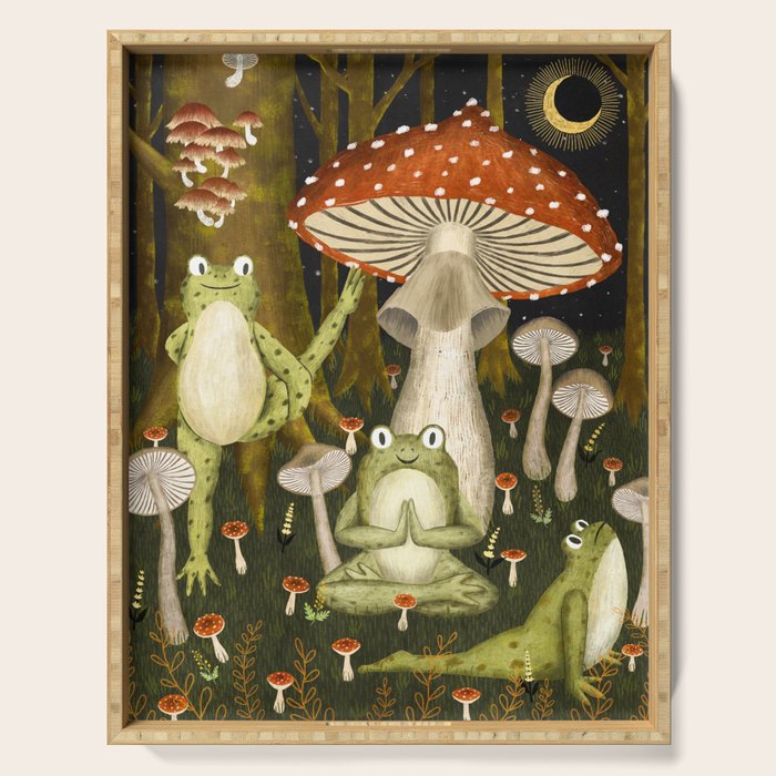 mushroom forest yoga Serving Tray Gallery Image 1