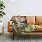 mushroom forest yoga Throw Blanket Gallery Image 1