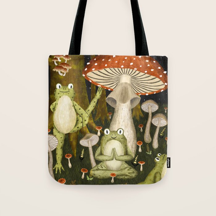 mushroom forest yoga Tote Bag Gallery Image 1