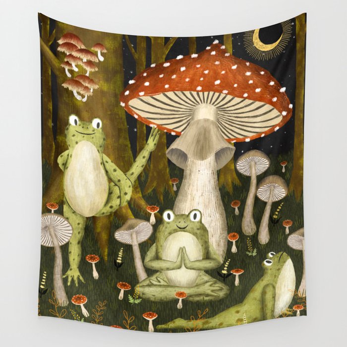 mushroom forest yoga Wall Tapestry Gallery Image 1